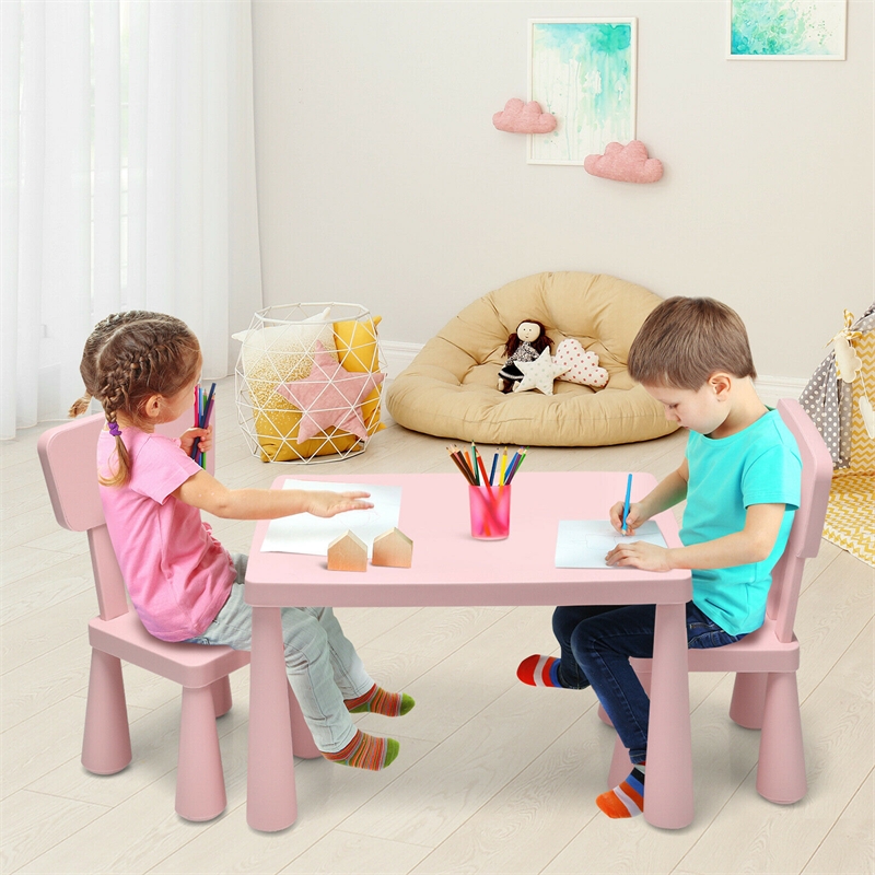 Kids Table & 2 Chairs Set Toddler Activity Play Dining Baby Gift Pink