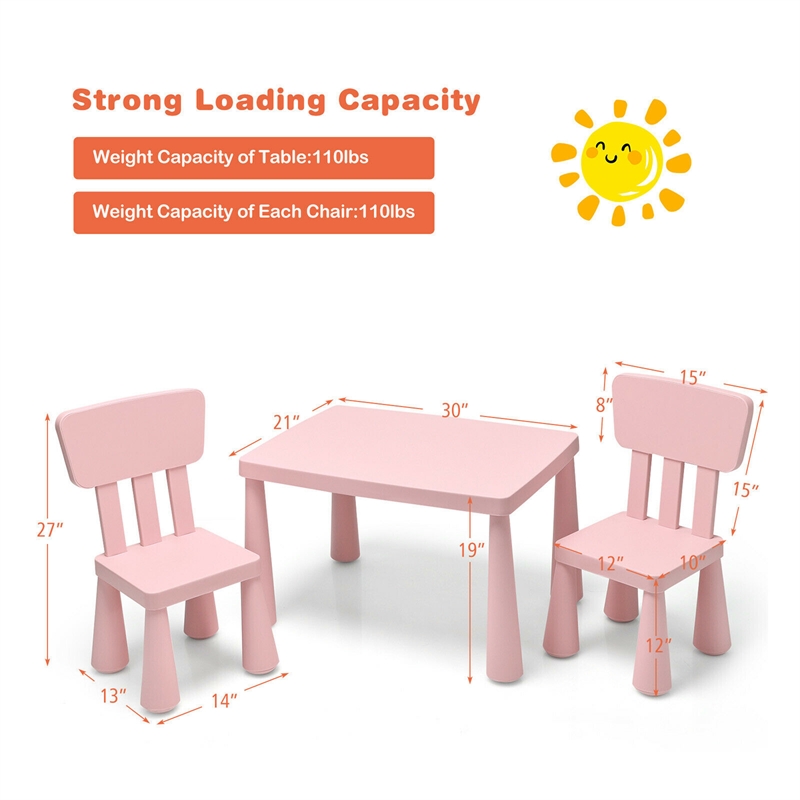 Kids Table & 2 Chairs Set Toddler Activity Play Dining Baby Gift Pink