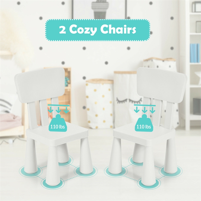 Kids Table & 2 Chairs Set Toddler Activity Play Dining Baby Gift White