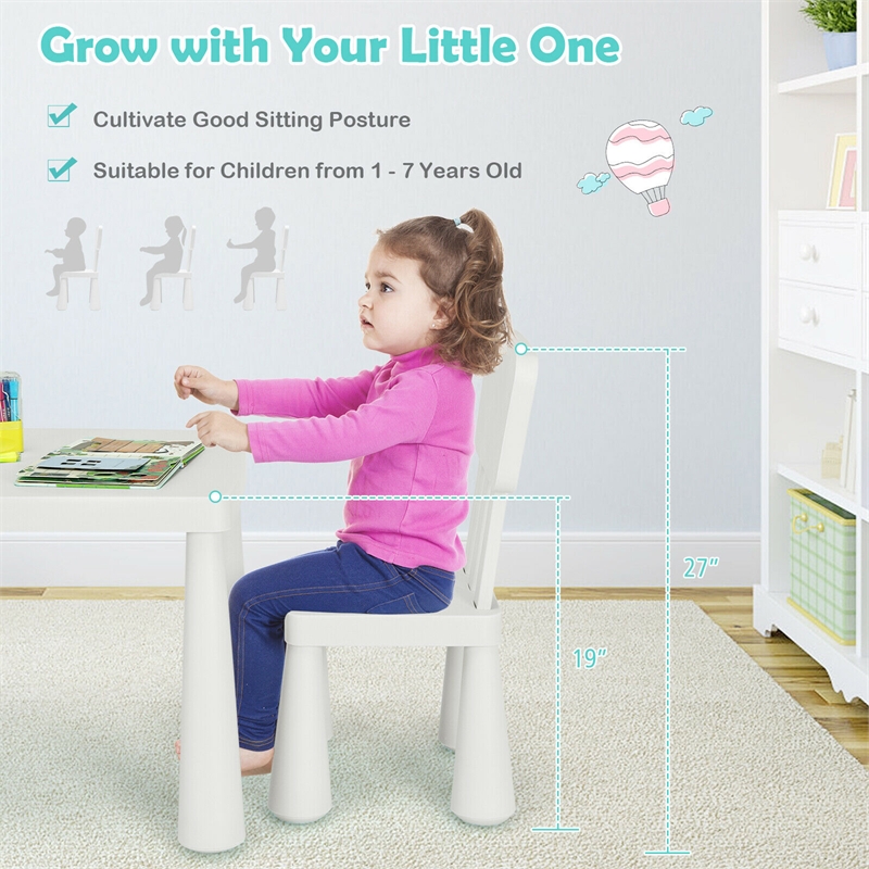 Kids Table & 2 Chairs Set Toddler Activity Play Dining Baby Gift White