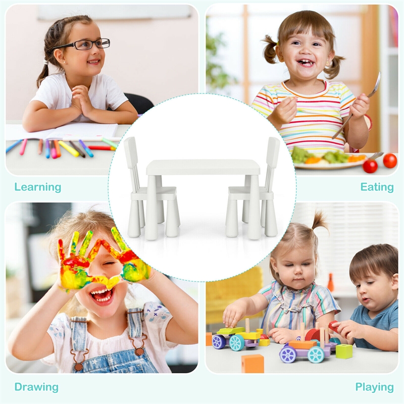 Kids Table & 2 Chairs Set Toddler Activity Play Dining Baby Gift White