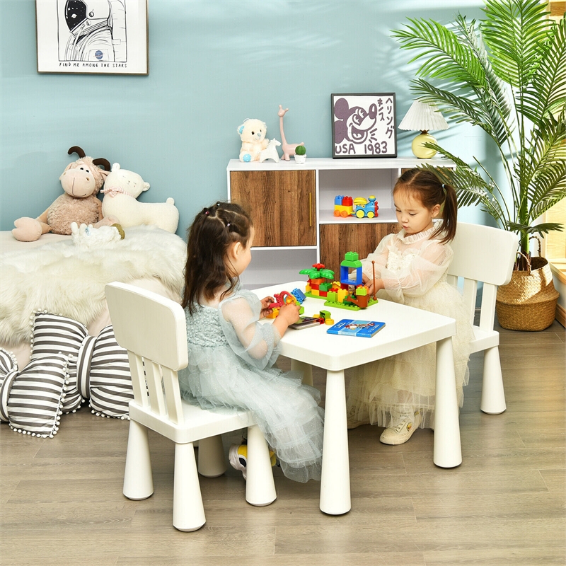 Kids Table & 2 Chairs Set Toddler Activity Play Dining Baby Gift White