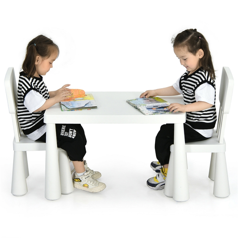 Kids Table & 2 Chairs Set Toddler Activity Play Dining Baby Gift White