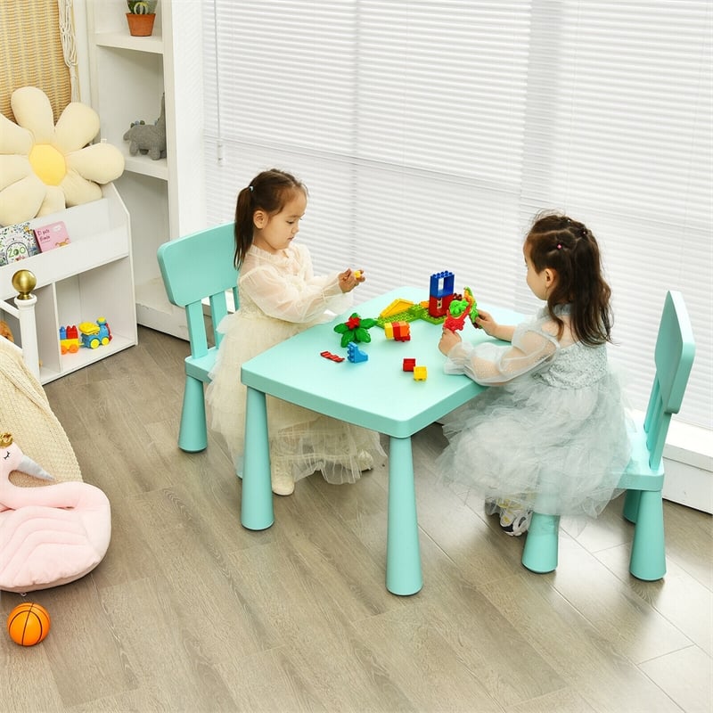 Kids Table & 2 Chairs Set Toddler Activity Play Dining Baby Gift Green