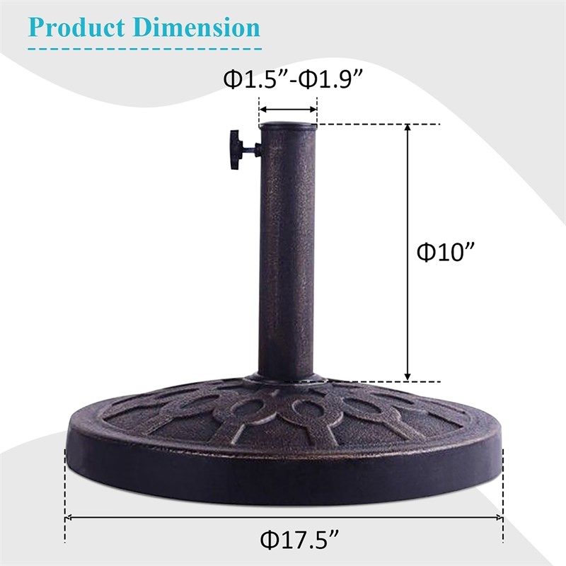 17.5'' Umbrella Base Stand Market Patio Standing Bronze
