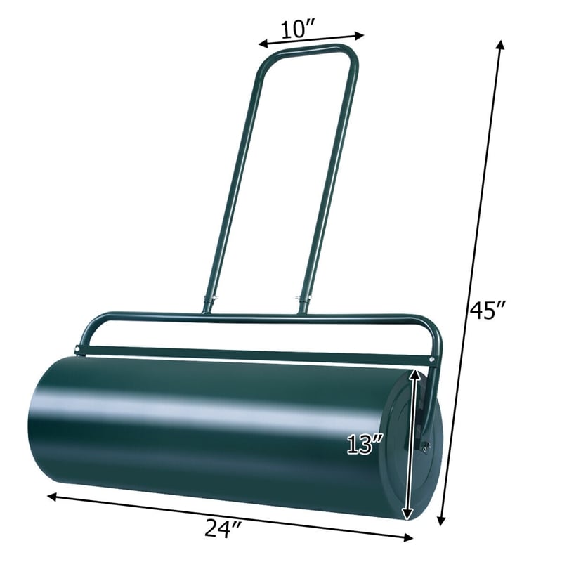 13 Gallon Lawn Roller Heavy Duty Steel Push/Pull Sod Roller Green