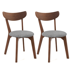 Set of 2 Dining Chair Upholstered Curved Back Side Chair Walnut