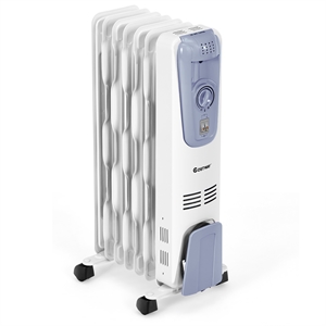 1500w electric oil filled radiator space heater 7 fin thermostat room white