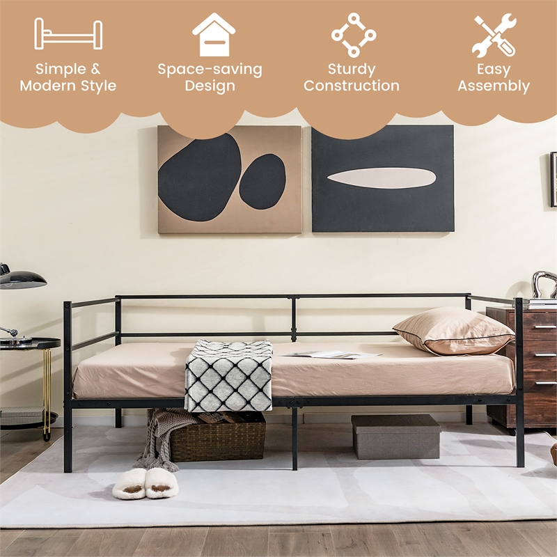 Twin Daybed Sofa Bed Frame Metal Platform Black | Cymax Business