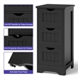 Bathroom Floor Cabinet Freestanding Storage Organizer Black