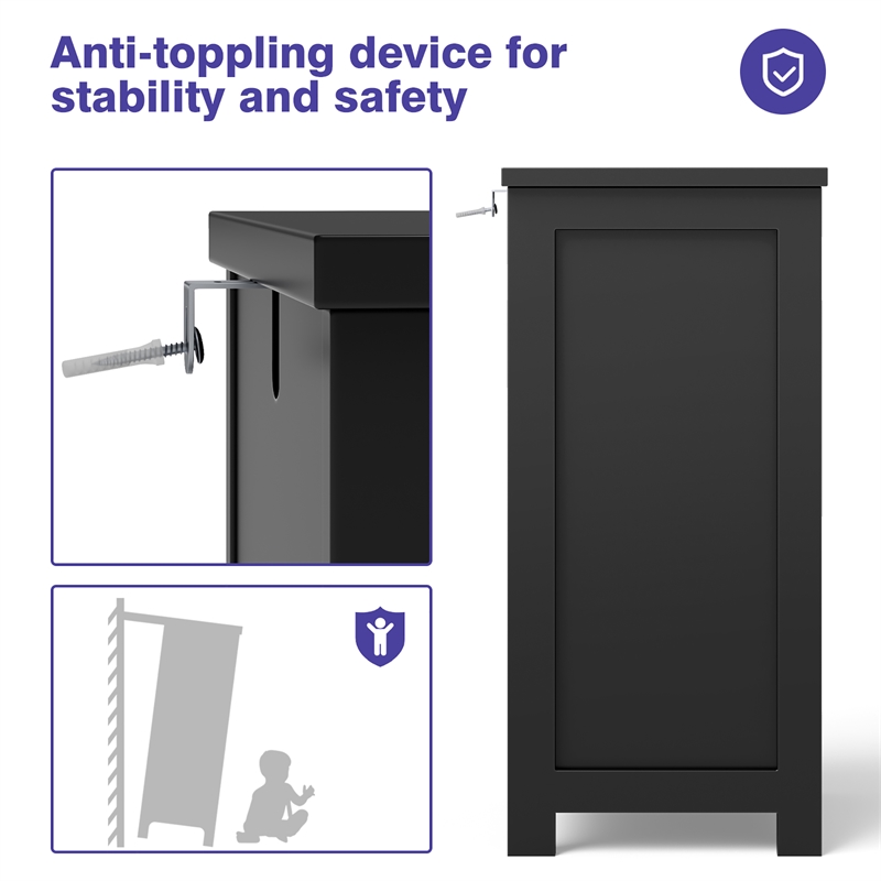 Bathroom Floor Cabinet Freestanding Storage Organizer Black