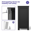 Bathroom Floor Cabinet Freestanding Storage Organizer Black