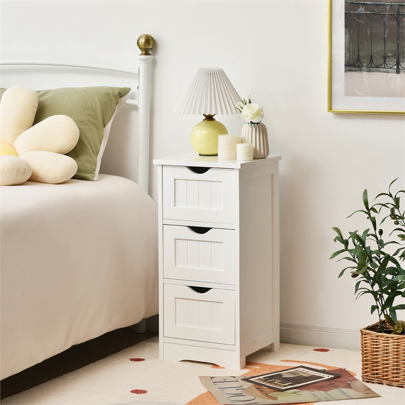 Bathroom Floor Cabinet Freestanding Storage Organizer White
