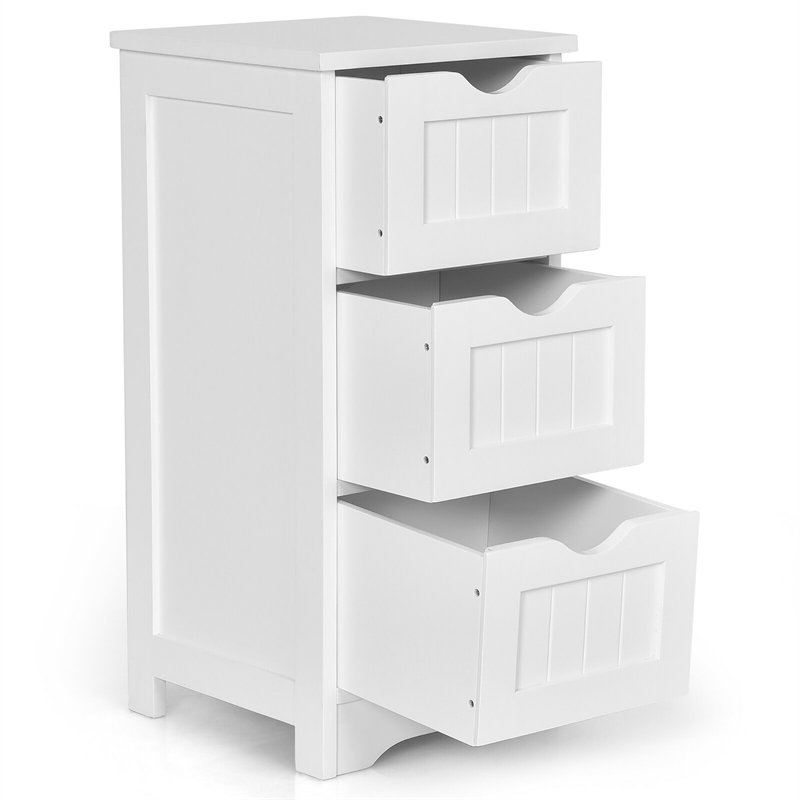 Bathroom Floor Cabinet Freestanding Storage Organizer White
