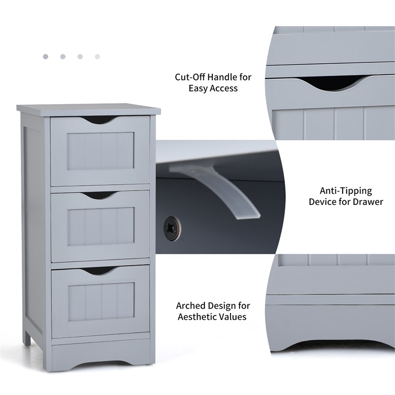 Bathroom Floor Cabinet Freestanding Storage Organizer Gray