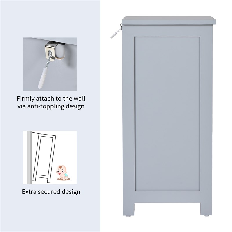 Bathroom Floor Cabinet Freestanding Storage Organizer Gray
