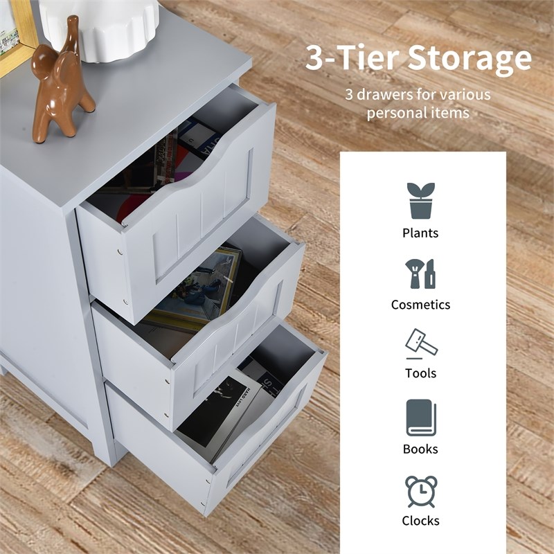 Bathroom Floor Cabinet Freestanding Storage Organizer Gray