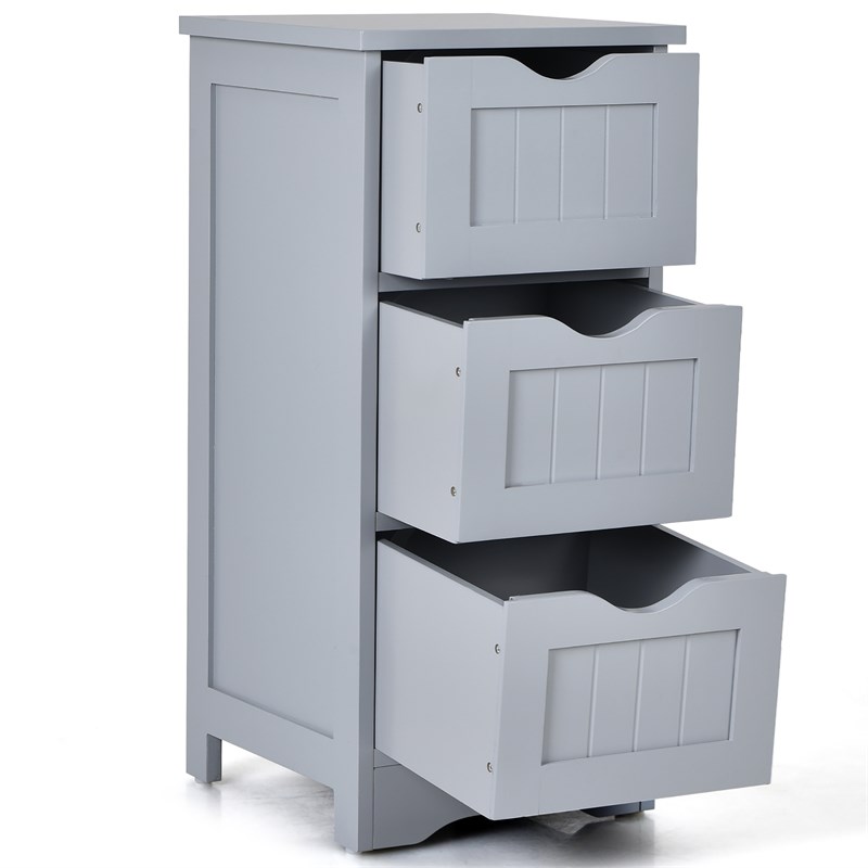Bathroom Floor Cabinet Freestanding Storage Organizer Gray