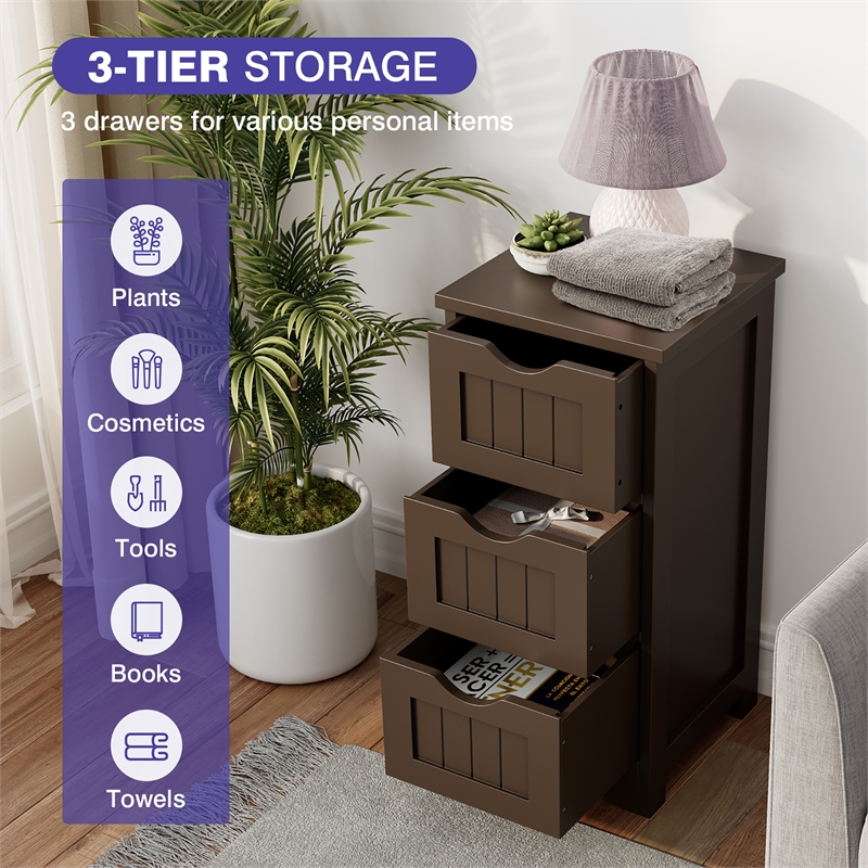 Bathroom Floor Cabinet Freestanding Storage Organizer Coffee