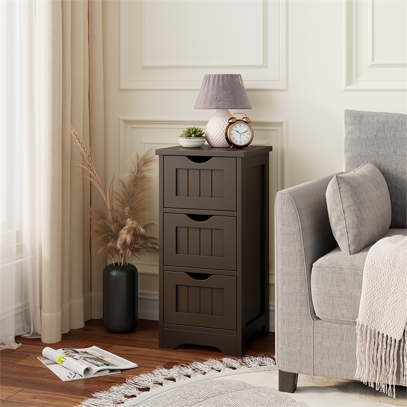 Bathroom Floor Cabinet Freestanding Storage Organizer Coffee