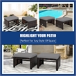 2PCS Patio Rattan Ottoman Seat Foot Rest Furniture Gray