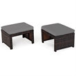 2PCS Patio Rattan Ottoman Seat Foot Rest Furniture Gray
