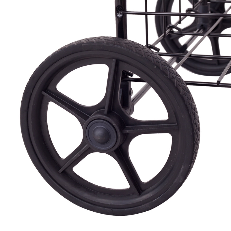 Folding Shopping Cart Jumbo Basket Grocery Laundry Travel Black