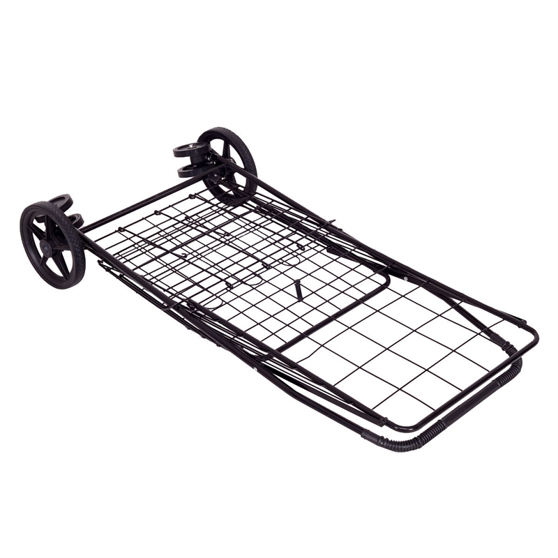 Folding Shopping Cart Jumbo Basket Grocery Laundry Travel Black