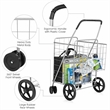 Folding Shopping Cart Jumbo Basket Grocery Laundry Travel Silver