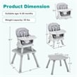 8 in 1 Baby High Chair Convertible Dining Booster Seat Gray