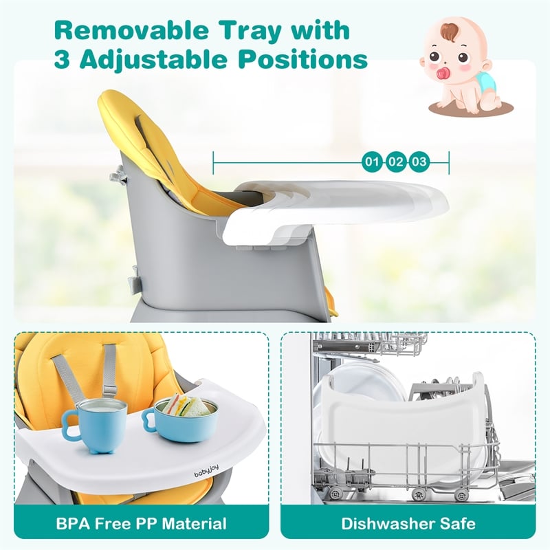 8 in 1 Baby High Chair Convertible Dining Booster Seat Yellow