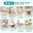 8 in 1 Baby High Chair Convertible Dining Booster Seat Yellow