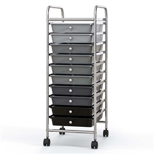 10 Drawer Rolling Storage Cart Paper Office School Organizer Black