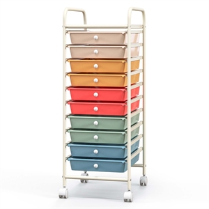 10 Drawer Rolling Storage Cart Paper Office School Organizer Macaron