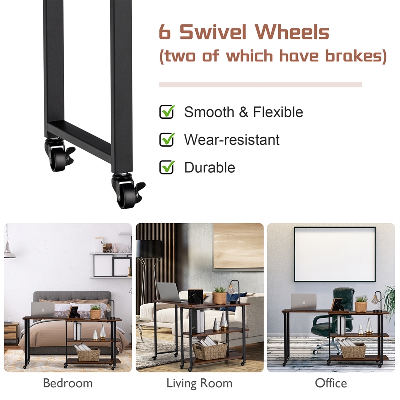 Patented Large 360 Degree Free Rotating Sofa Side Table Brown