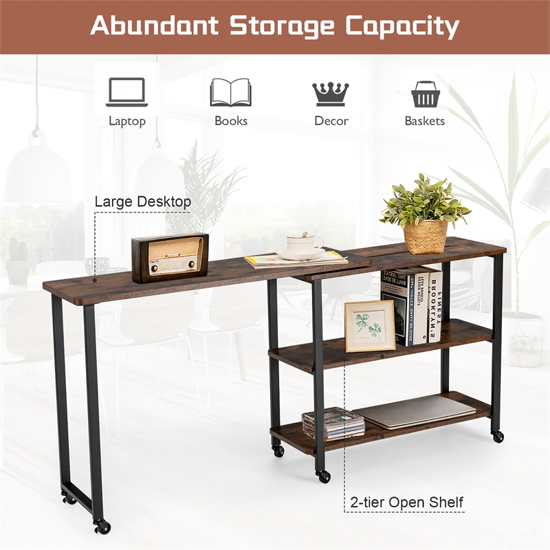 Patented Large 360 Degree Free Rotating Sofa Side Table Brown