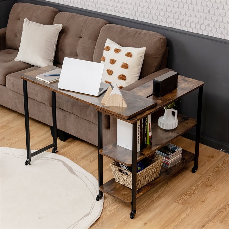 Patented Large 360 Degree Free Rotating Sofa Side Table Brown