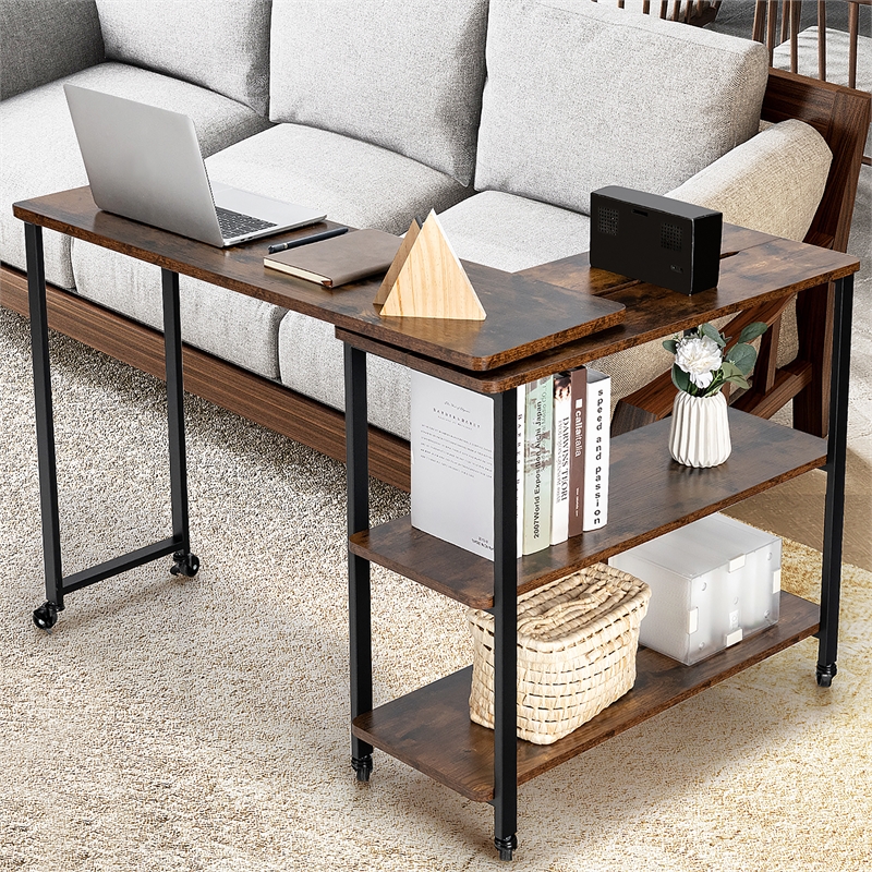 Patented Large 360 Degree Free Rotating Sofa Side Table Brown
