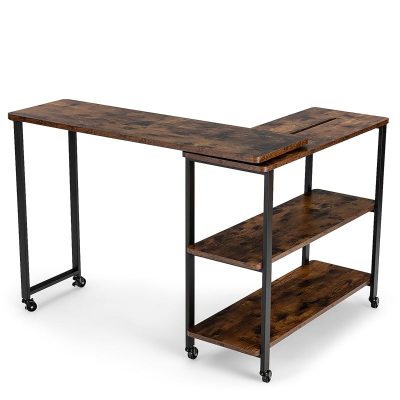 Patented Large 360 Degree Free Rotating Sofa Side Table Brown