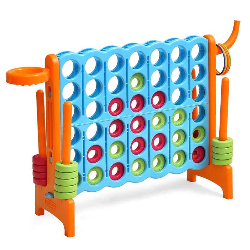 4 in A Row Giant Game Set w/Basketball Hoop for Family Orange