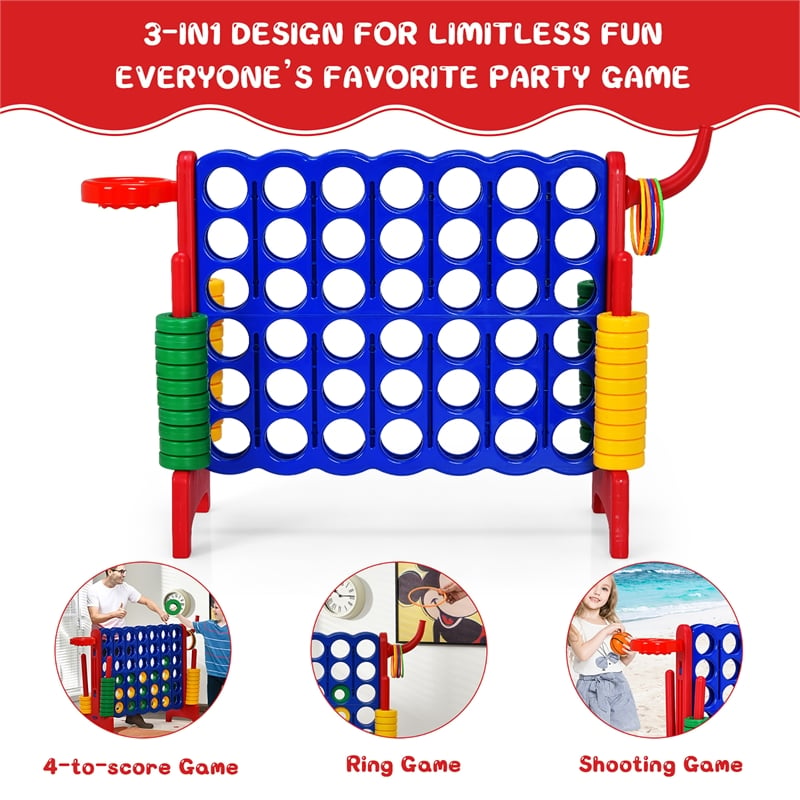 4 in A Row Giant Game Set w/Basketball Hoop for Family Red