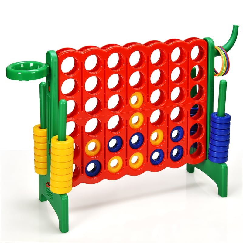 4 in A Row Giant Game Set w/Basketball Hoop for Family Green