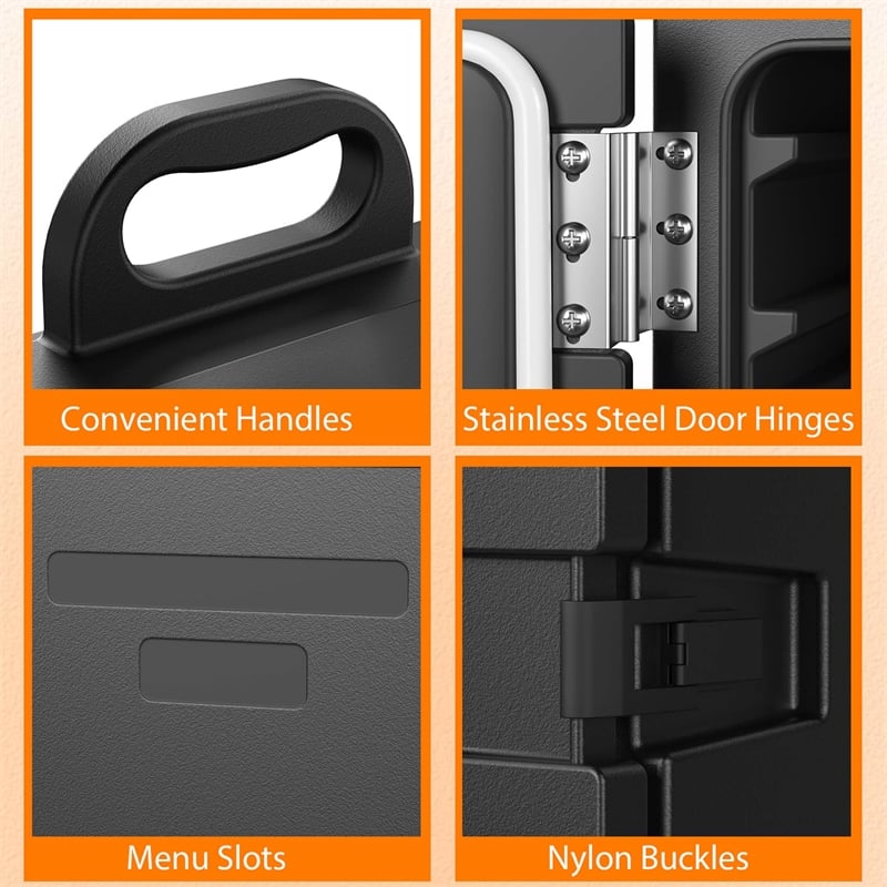 End Loading Insulated Food Pan Carrier 5 Food Pan Capacity Black