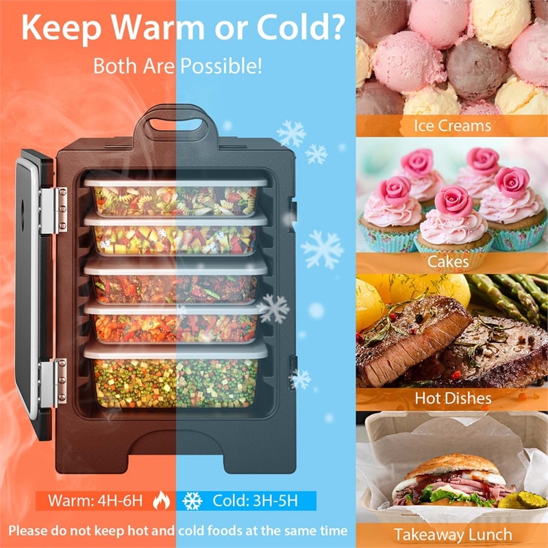 End Loading Insulated Food Pan Carrier 5 Food Pan Capacity Black