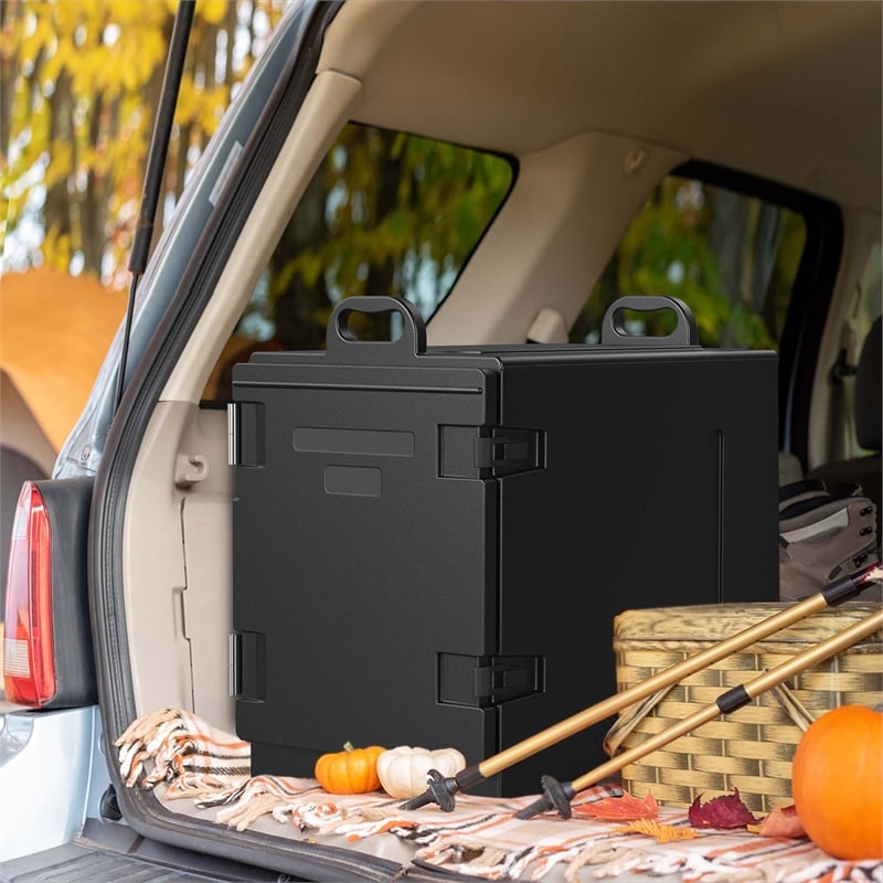 End Loading Insulated Food Pan Carrier 5 Food Pan Capacity Black