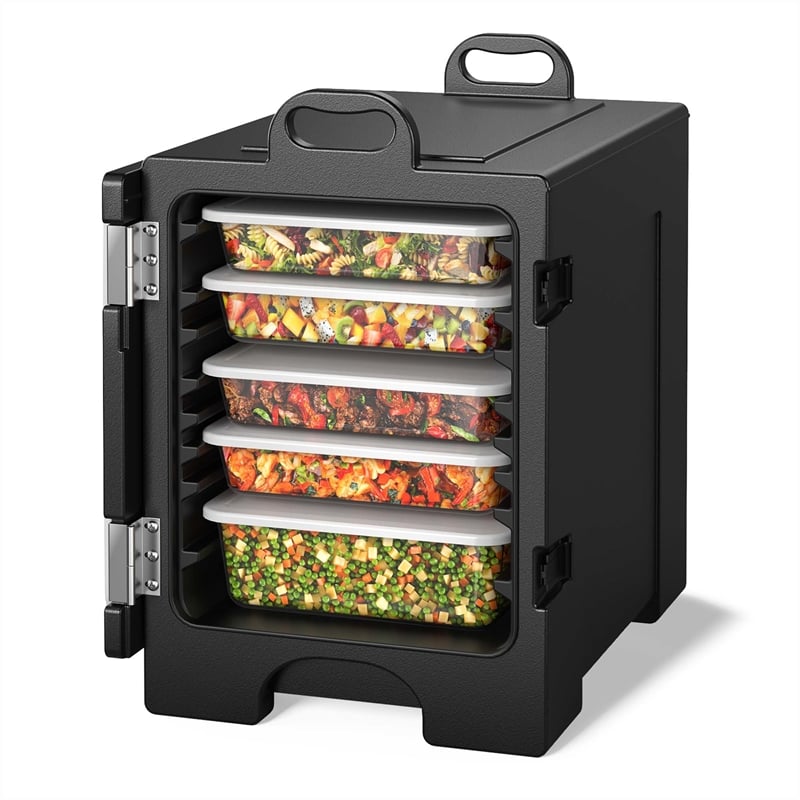 End Loading Insulated Food Pan Carrier 5 Food Pan Capacity Black