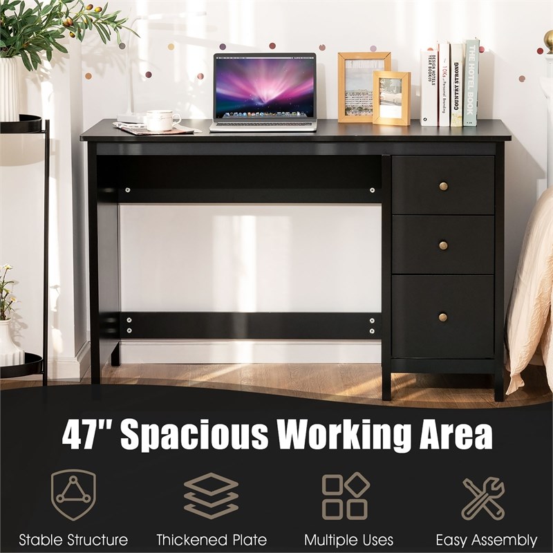 Computer Desk Study Writing Home Office Workstation Black