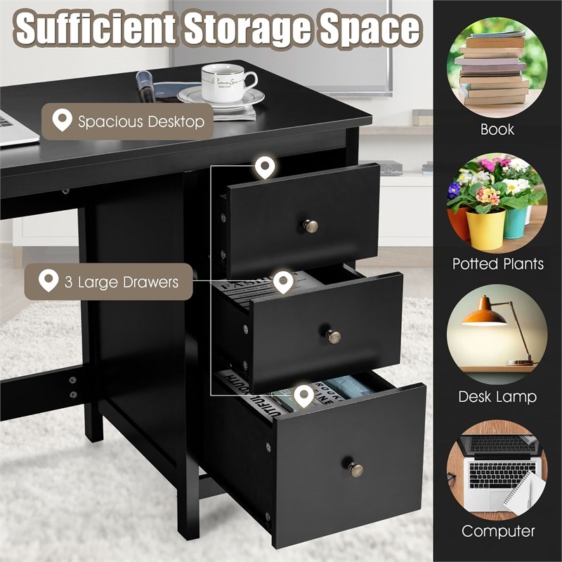 Computer Desk Study Writing Home Office Workstation Black