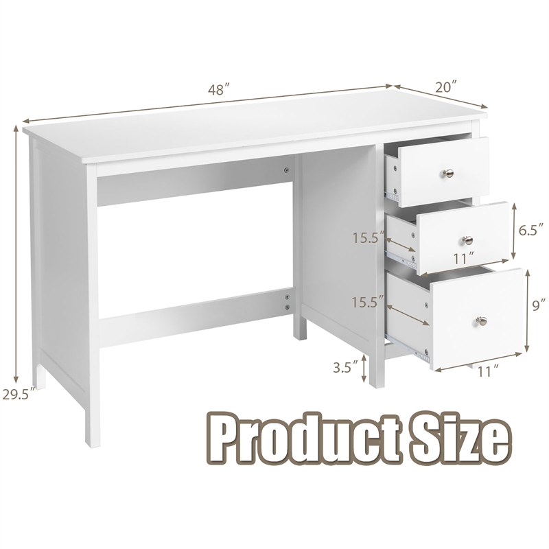 Computer Desk Study Writing Home Office Workstation White