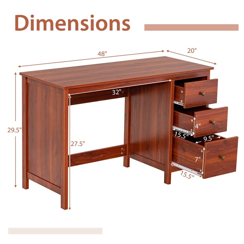Computer Desk Study Writing Home Office Workstation Brown